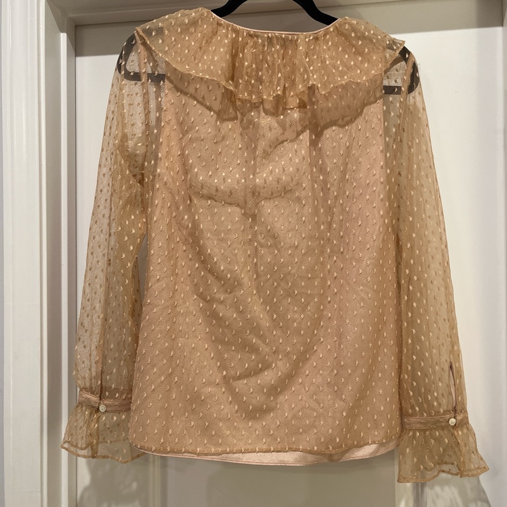 J.CREW Ruffle-neck Mesh Romantic Top - Picture 5 of 5